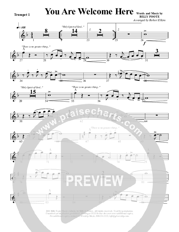 You Are Welcome Here Trumpet 1 (G3 Worship)