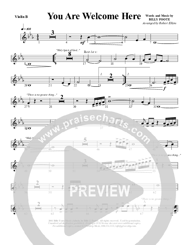 You Are Welcome Here Violin 2 (G3 Worship)
