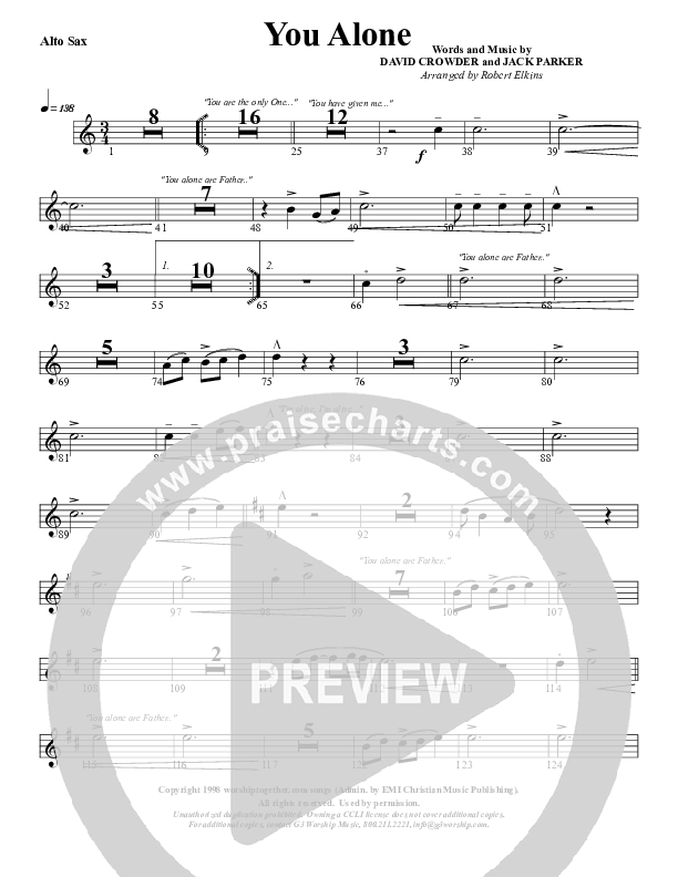 You Alone Alto Sax (G3 Worship)