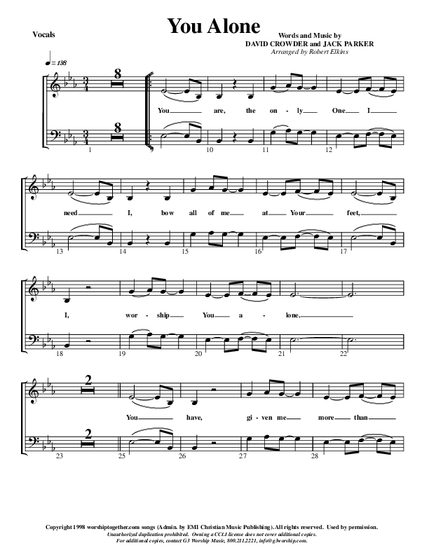 You Alone Choir Sheet (G3 Worship)