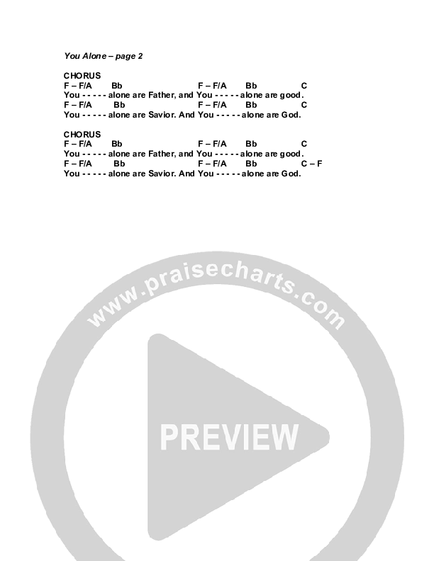 You Alone Chord Chart (G3 Worship)