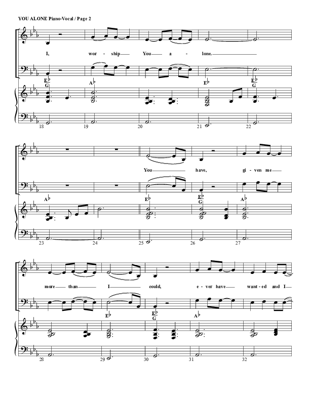 You Alone Piano Sheet (G3 Worship)