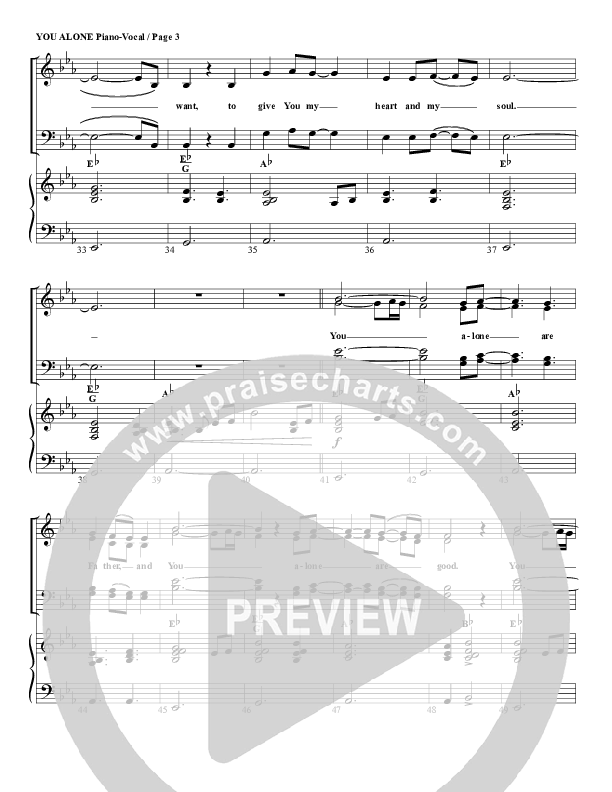 You Alone Piano Sheet (G3 Worship)