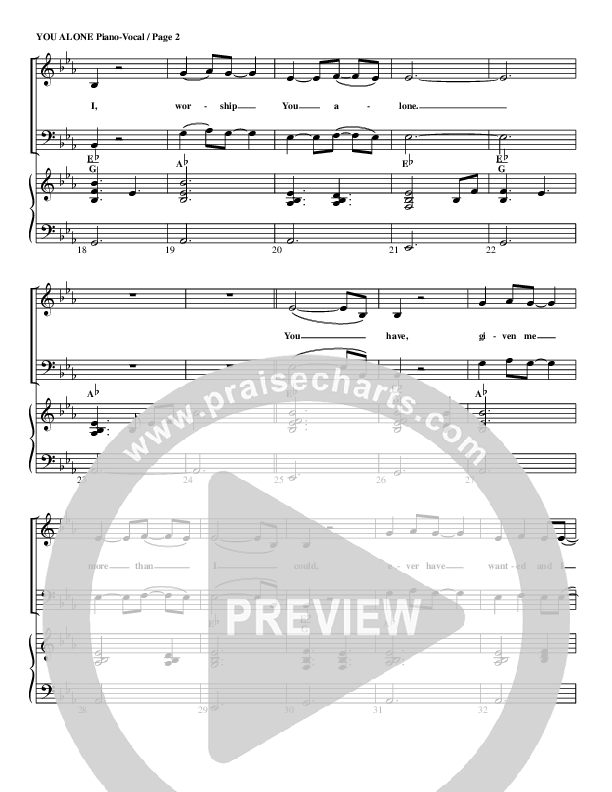 You Alone Piano/Vocal (G3 Worship)
