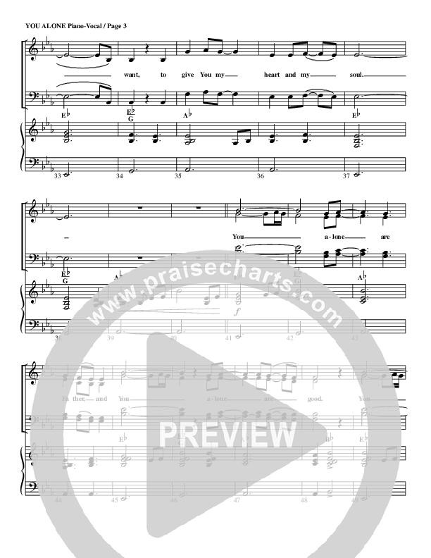 You Alone Piano/Vocal (G3 Worship)