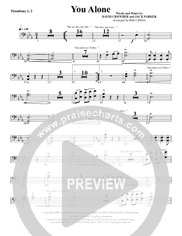 You Alone Trombone 1/2 (G3 Worship)