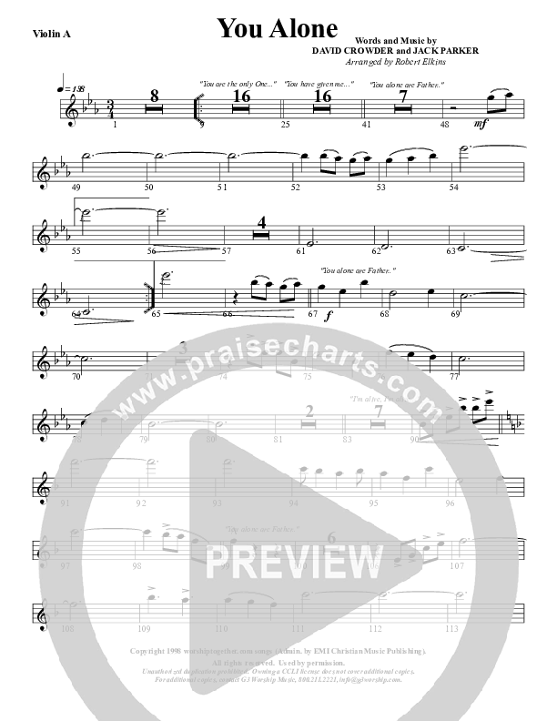 You Alone Violin 1 (G3 Worship)