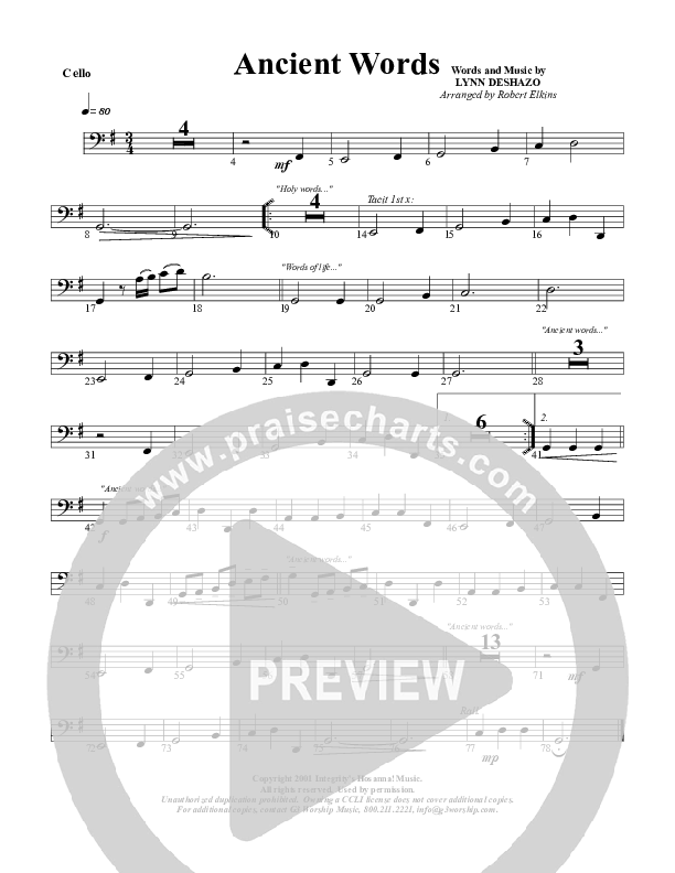 Ancient Words Cello (G3 Worship)
