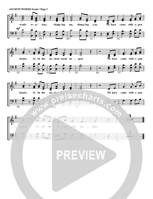 Ancient Words Choir Sheet (G3 Worship)