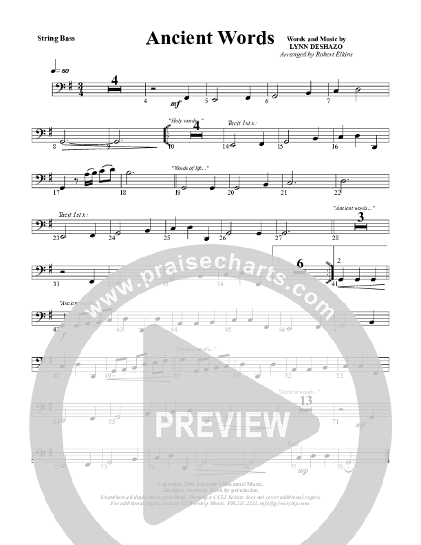 Ancient Words Double Bass (G3 Worship)
