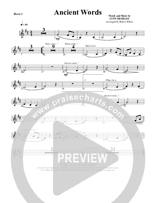 Ancient Words French Horn (G3 Worship)