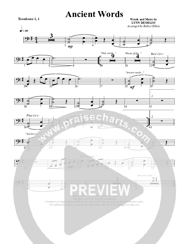 Ancient Words Trombone 1/2 (G3 Worship)