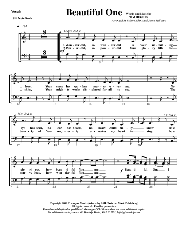 Beautiful One Choir Sheet (G3 Worship)