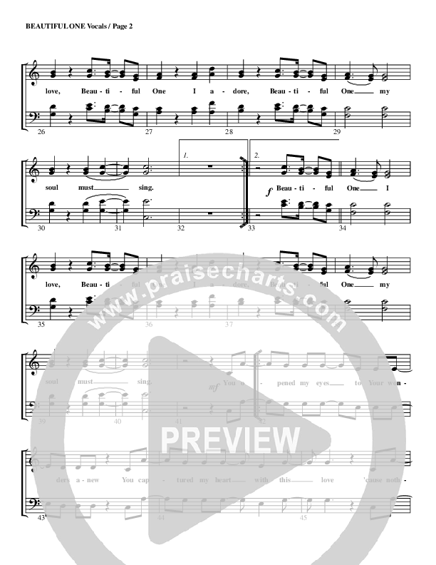 Beautiful One Choir Sheet (G3 Worship)