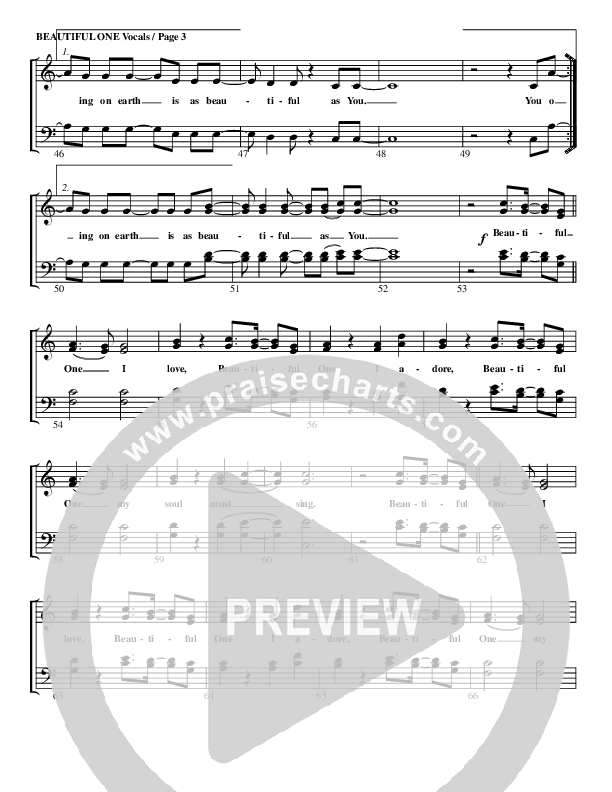 Beautiful One Choir Sheet (G3 Worship)
