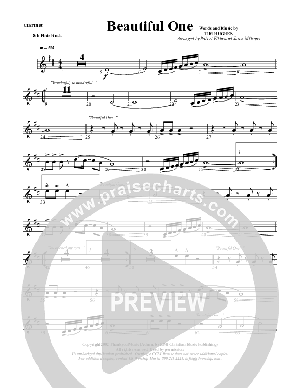 Beautiful One Clarinet (G3 Worship)