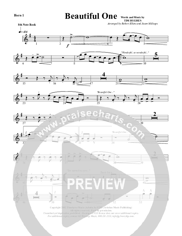 Beautiful One French Horn 1 (G3 Worship)