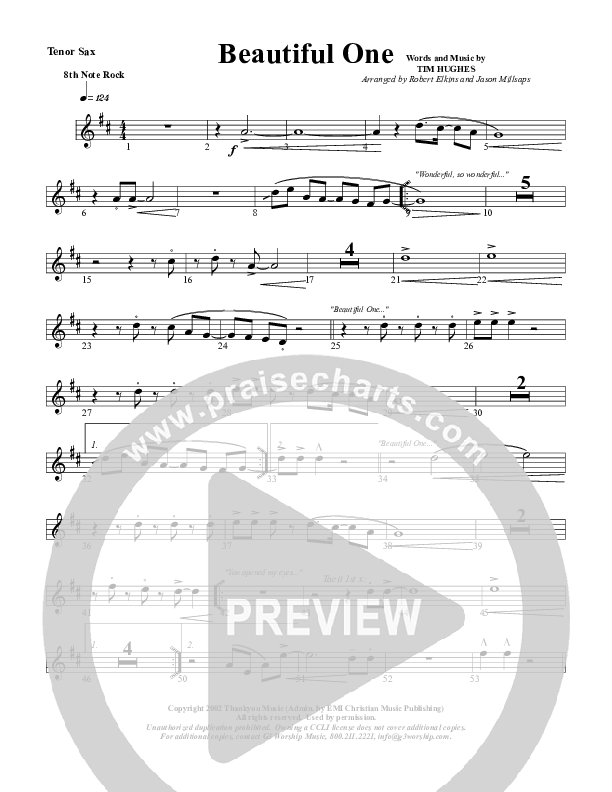 Beautiful One Tenor Sax 2 (G3 Worship)