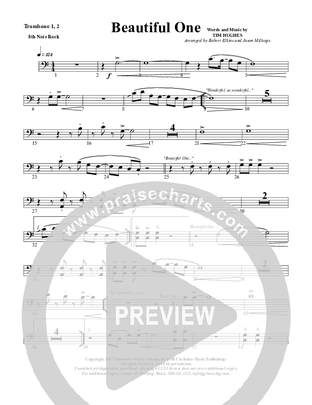 Beautiful One Trombone 1/2 (G3 Worship)