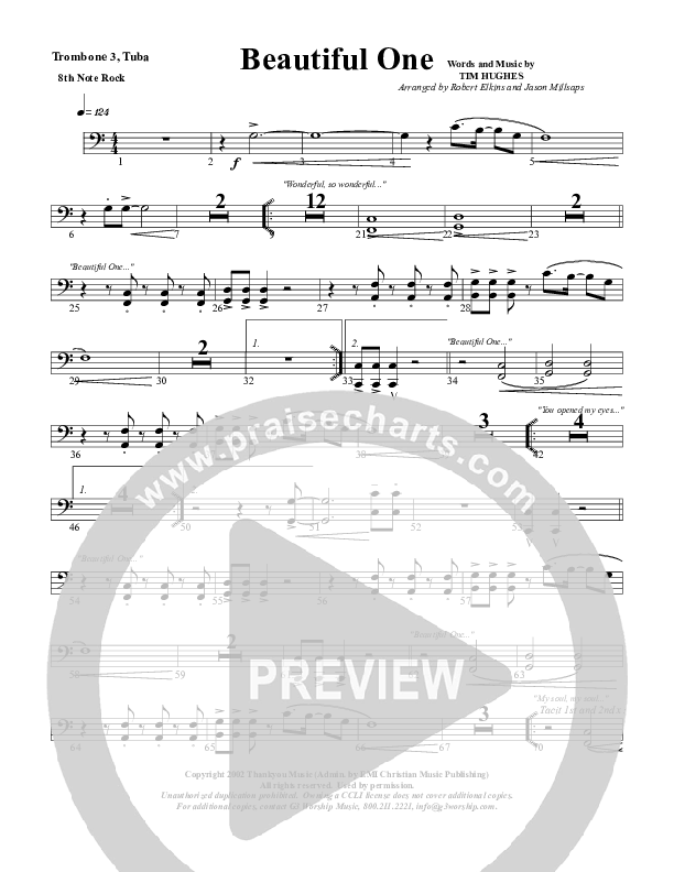 Beautiful One Trombone 3/Tuba (G3 Worship)