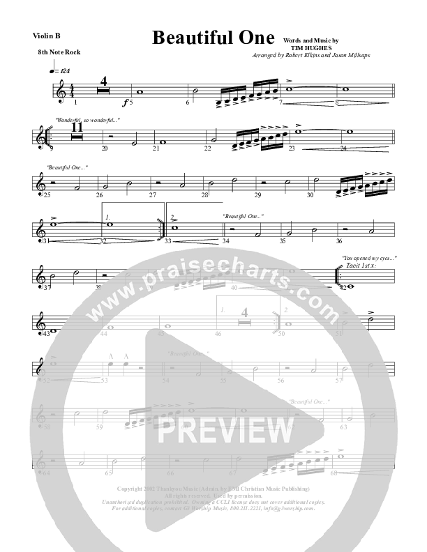 Beautiful One Violin 2 (G3 Worship)