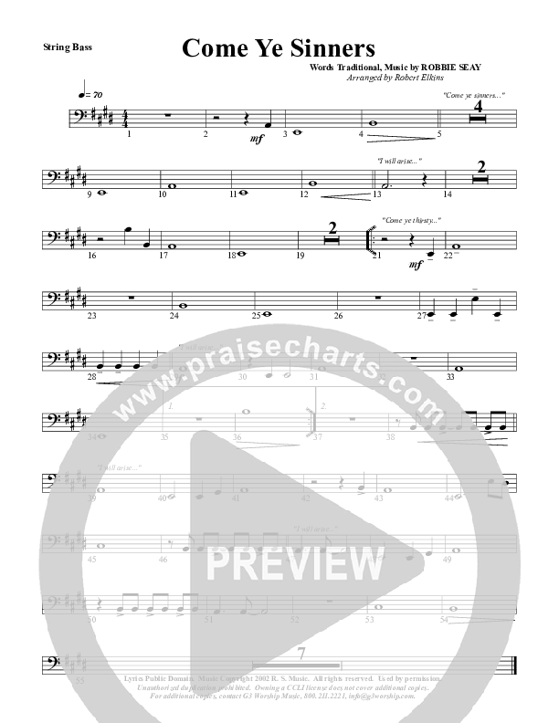 Come Ye Sinners Double Bass (G3 Worship)