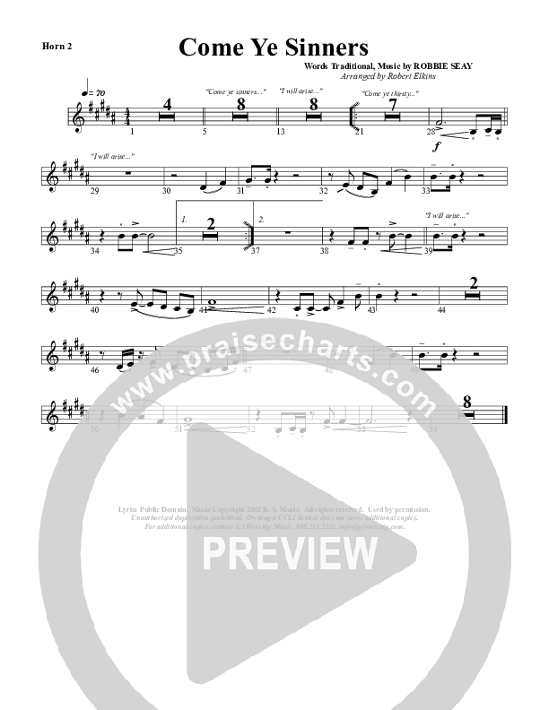 Come Ye Sinners French Horn (G3 Worship)