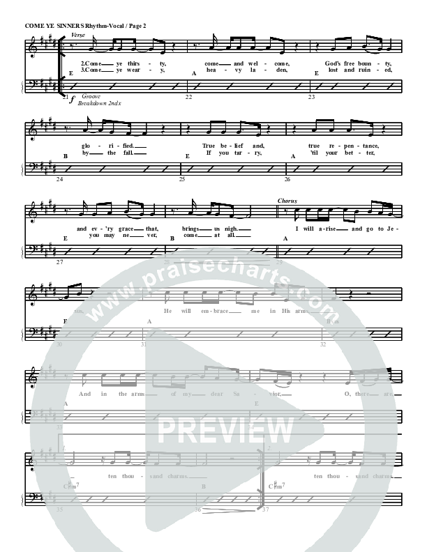 Come Ye Sinners Lead Sheet (SAT) (G3 Worship)