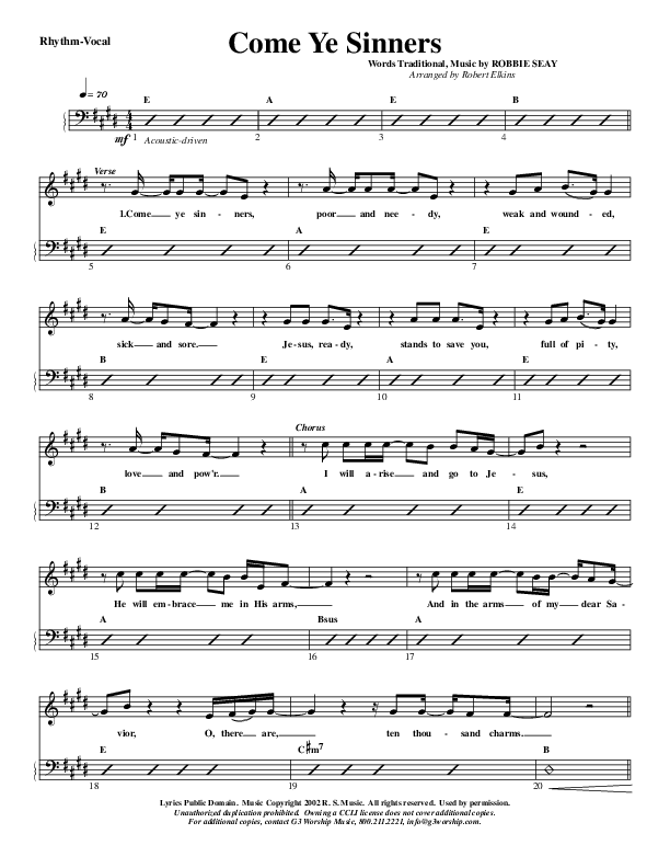 Come Ye Sinners Rhythm/Vocal (G3 Worship)