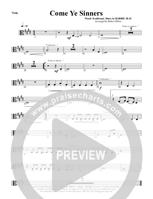 Come Ye Sinners Viola (G3 Worship)