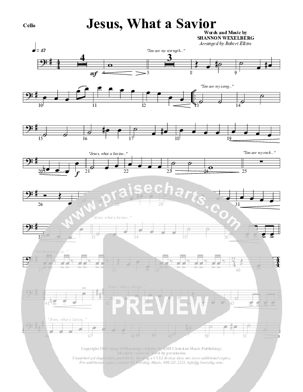 Jesus What A Savior Cello (G3 Worship)