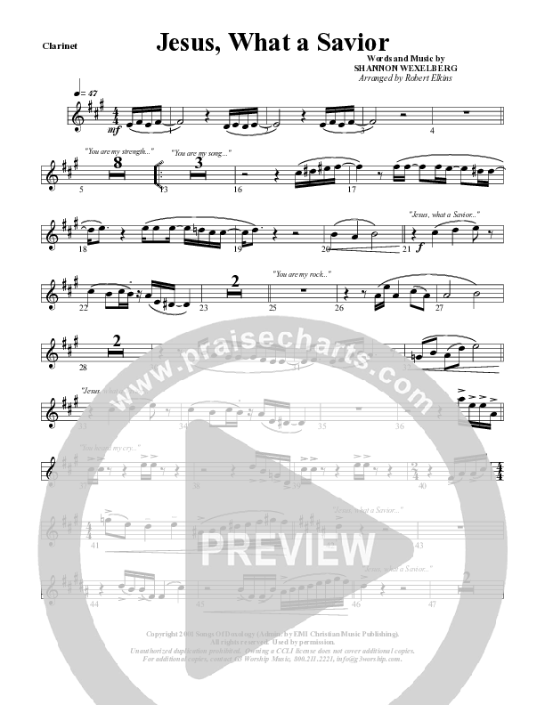 Jesus What A Savior Clarinet (G3 Worship)