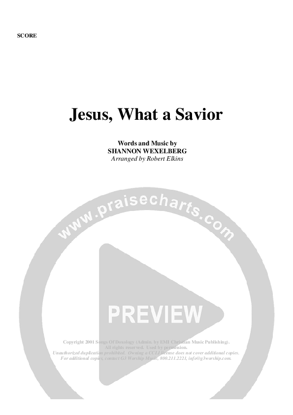 Jesus What A Savior Cover Sheet (G3 Worship)