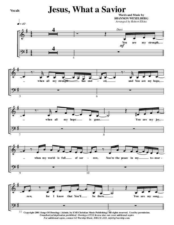 Jesus What A Savior Lead Sheet (G3 Worship)