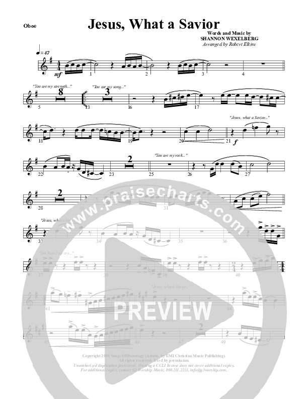 Jesus What A Savior Oboe (G3 Worship)