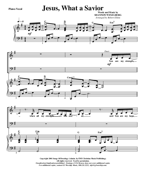 Jesus What A Savior Piano/Vocal (G3 Worship)
