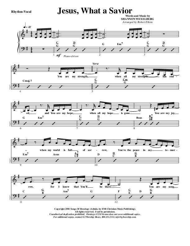 Jesus What A Savior Rhythm/Vocal (G3 Worship)