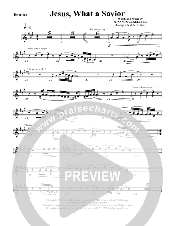Jesus What A Savior Tenor Sax 2 (G3 Worship)
