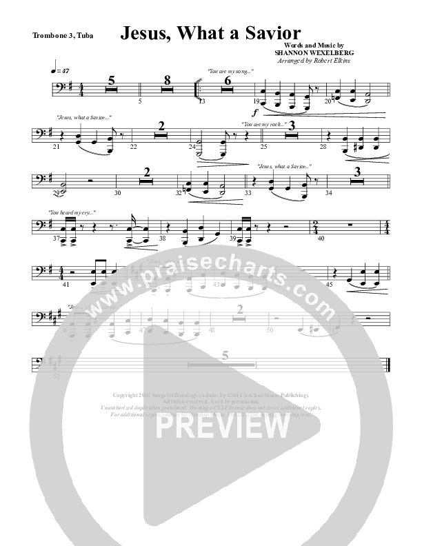 Jesus What A Savior Trombone 3/Tuba (G3 Worship)