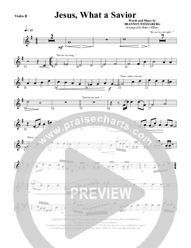 Jesus What A Savior Violin 2 (G3 Worship)