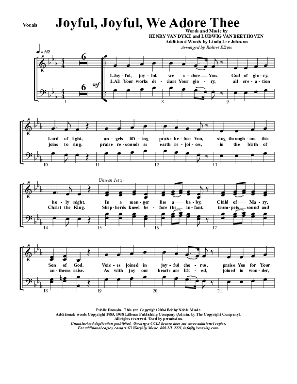 Joyful Joyful We Adore Thee Choir Sheet (G3 Worship)