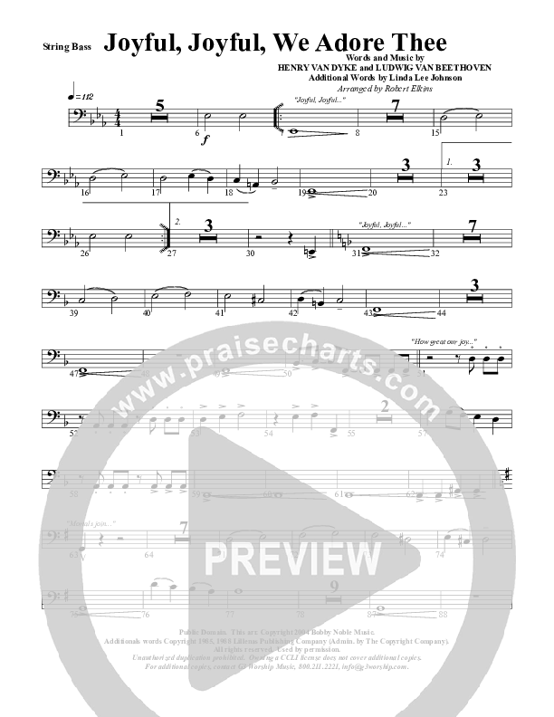 Joyful Joyful We Adore Thee Double Bass (G3 Worship)