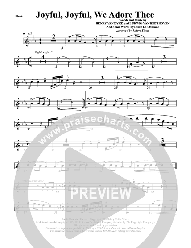 Joyful Joyful We Adore Thee Oboe (G3 Worship)