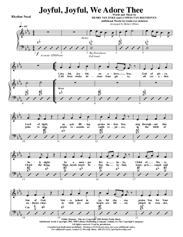 Joyful Joyful We Adore Thee Rhythm/Vocal (G3 Worship)