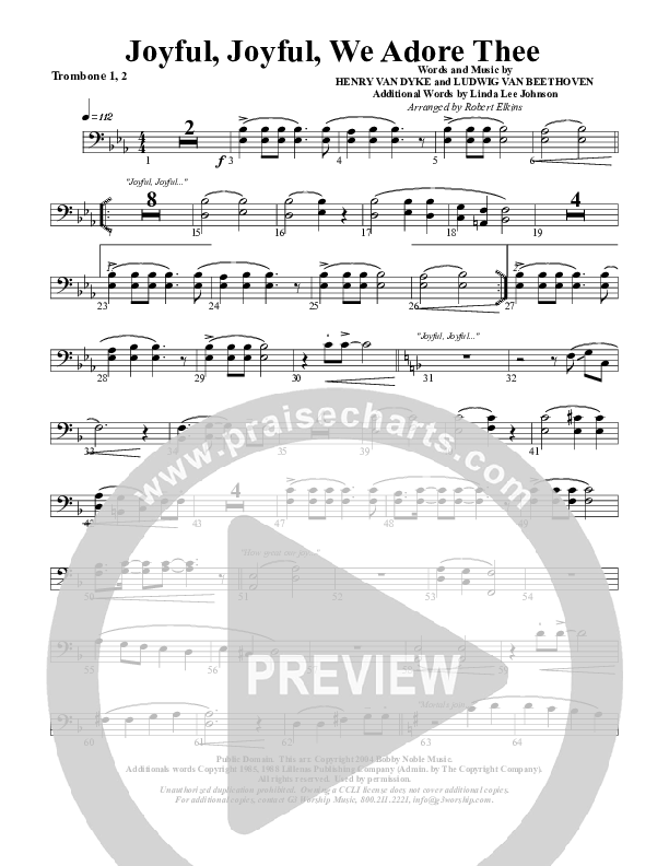 Joyful Joyful We Adore Thee Trombone 1/2 (G3 Worship)