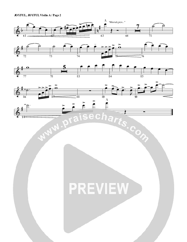 Joyful Joyful We Adore Thee Violin 1 (G3 Worship)