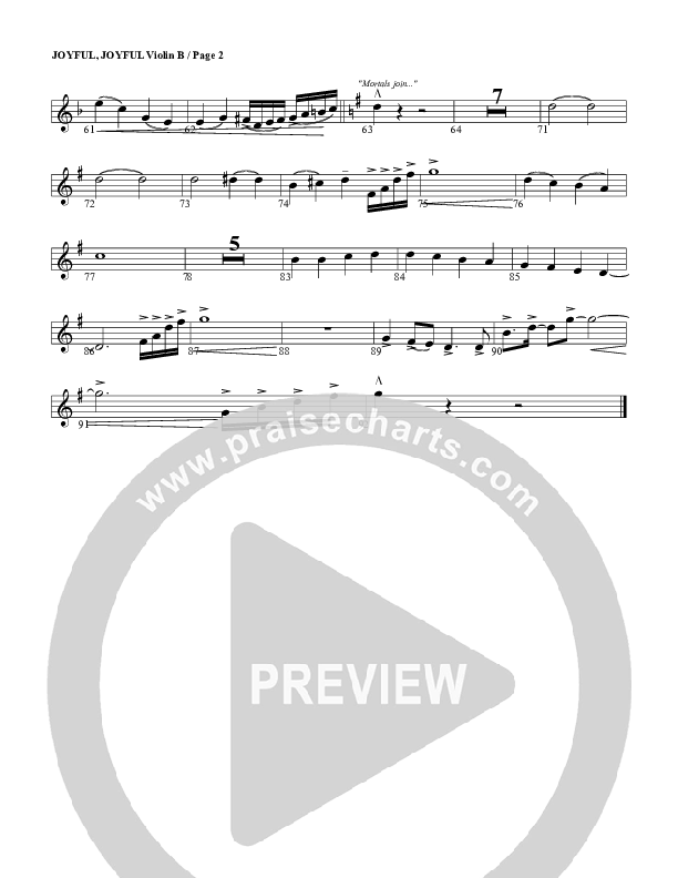 Joyful Joyful We Adore Thee Violin 2 (G3 Worship)
