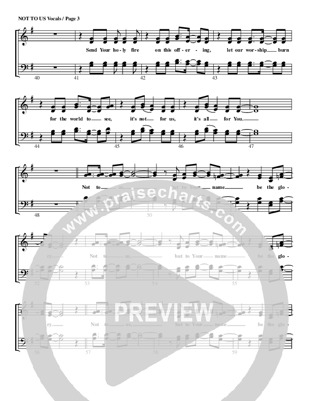 Not To Us Choir Sheet (G3 Worship)