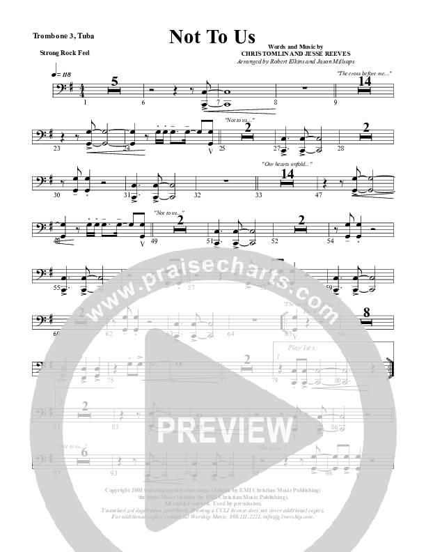Not To Us Trombone 3/Tuba (G3 Worship)