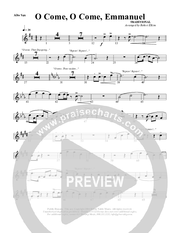 O Come O Come Emmanuel Alto Sax (G3 Worship)